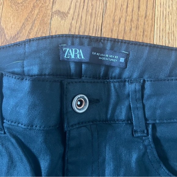 Black Zara Wax Coated Jeans. - Picture 3 of 6